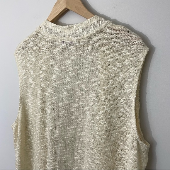 Alia Lightweight Sleeveless Cardigan Sz XL Cream Beige Knit Summer Boho Sweater - Picture 7 of 10